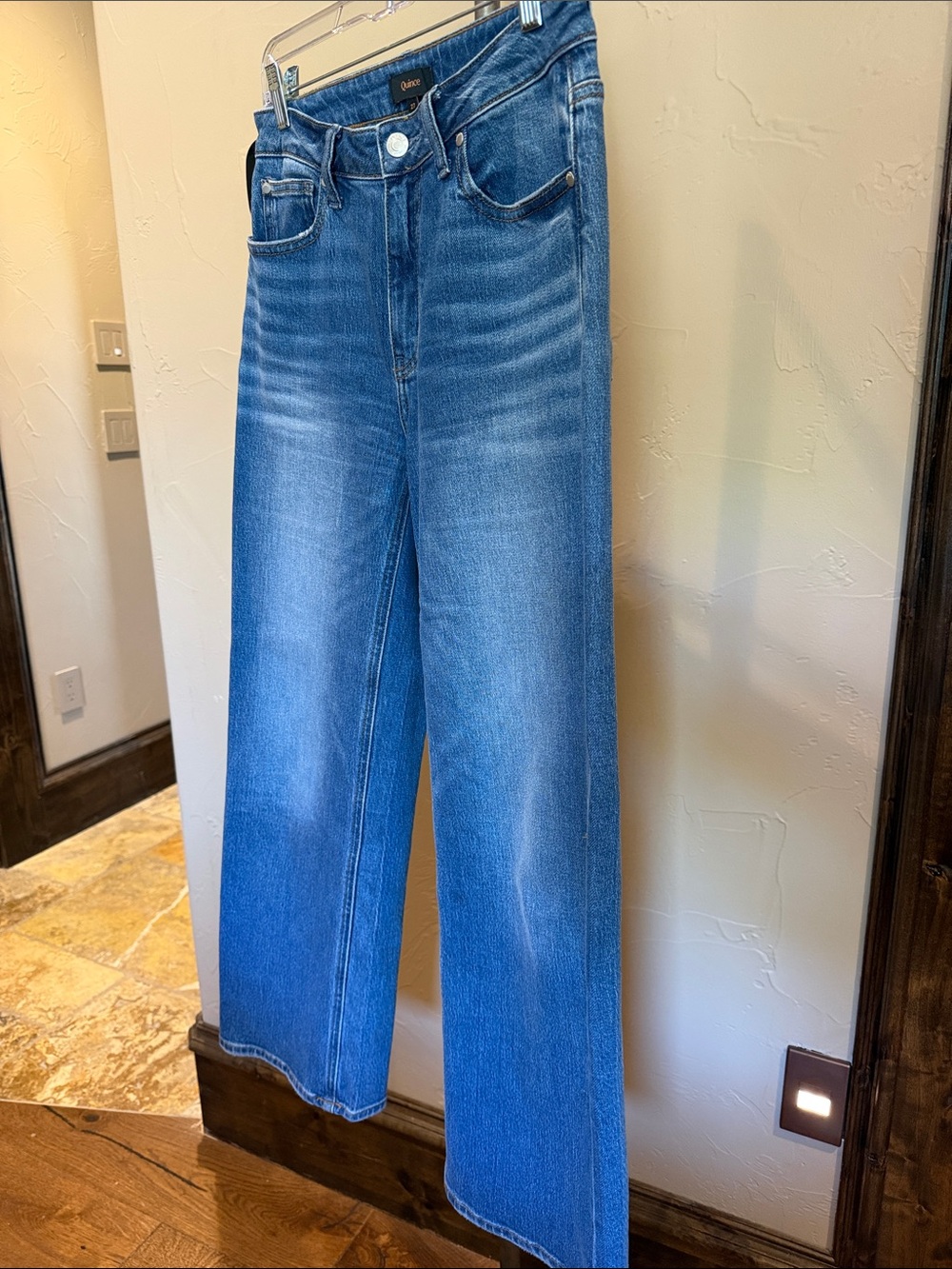 Quince Women's Bella Relaxed Straight Leg Jeans in Atlantic Blue Wash - Picture 5 of 7